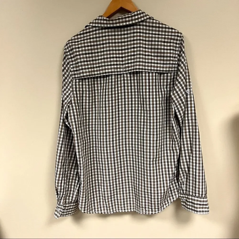 The North face brown lightweight plaid button down M
